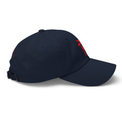 Gorra Ñ azul navy con letra roja y Ñ adicional (estilo Dad hat)