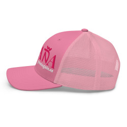 Gorra "España" tipo trucker rosa bordado rosa-blanco