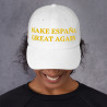 Gorra con bandera de España "Make España Great Again" blanca bordado dorado (estilo Dad hat)
